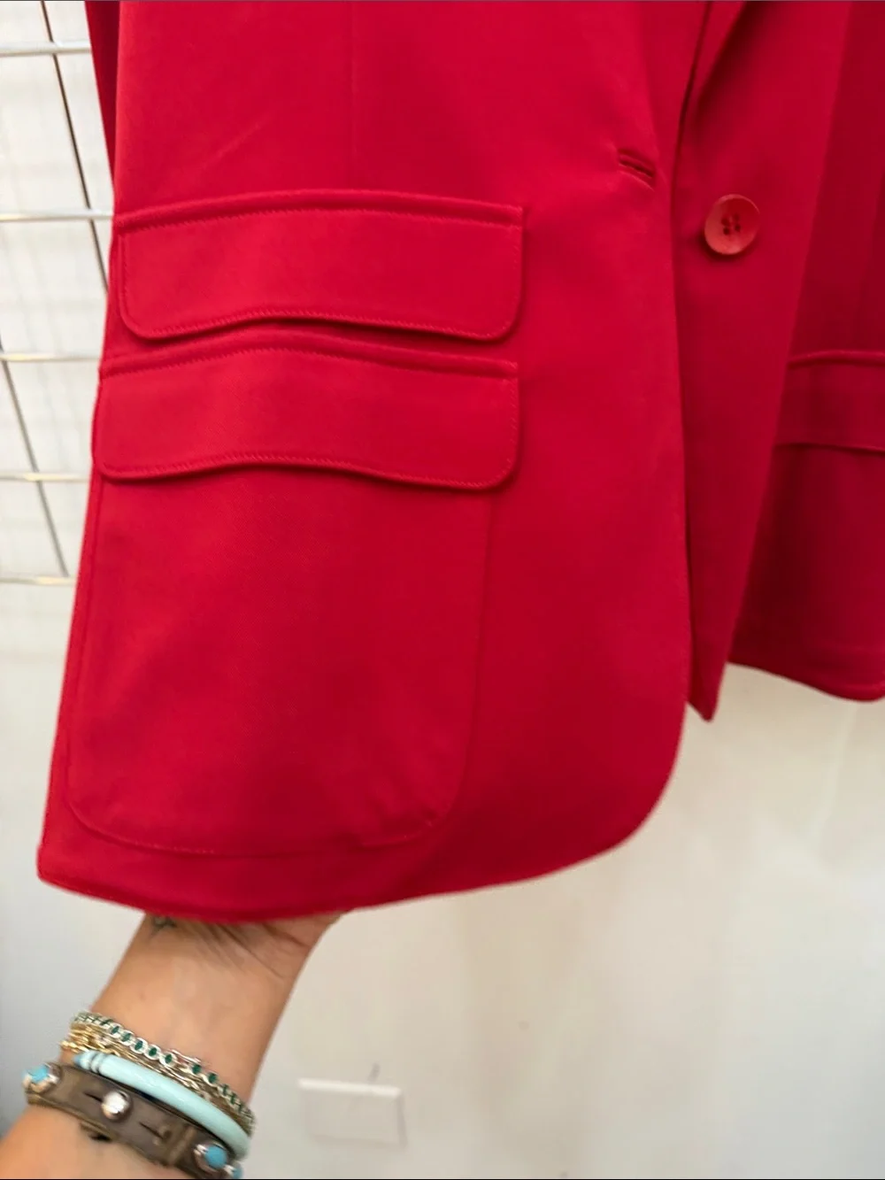 Tailored Red Women's Blazer Jacket - Classic Single-Button Blazer